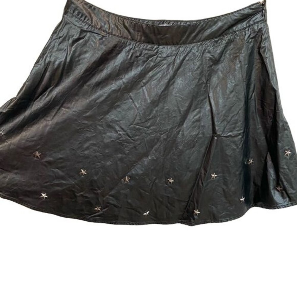 Sans Souci Star Studded Black Metal Vegan Leather Skirt Size L - Picture 4 of 12